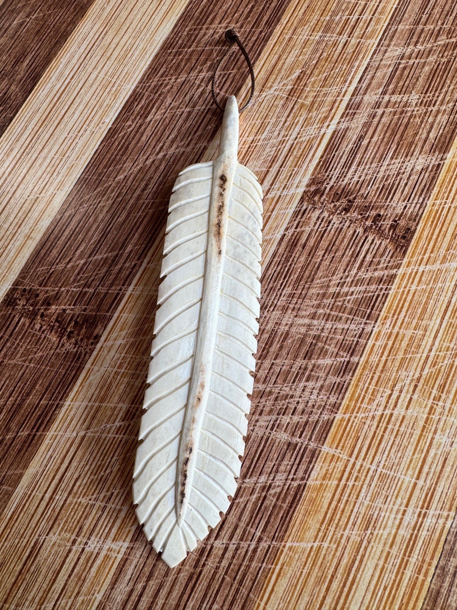 Carved Moose Antler Feather