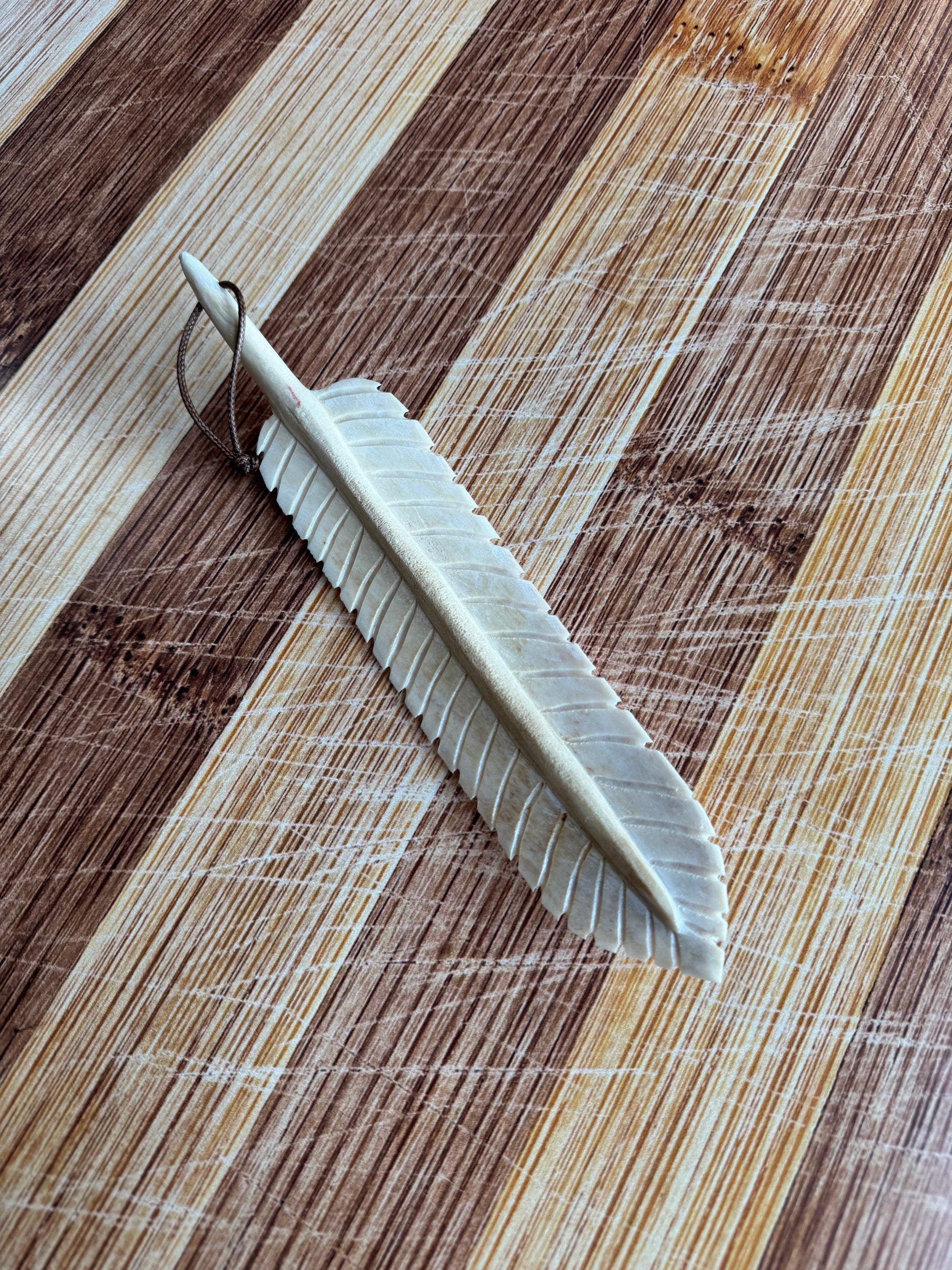 Carved Moose Antler Feather