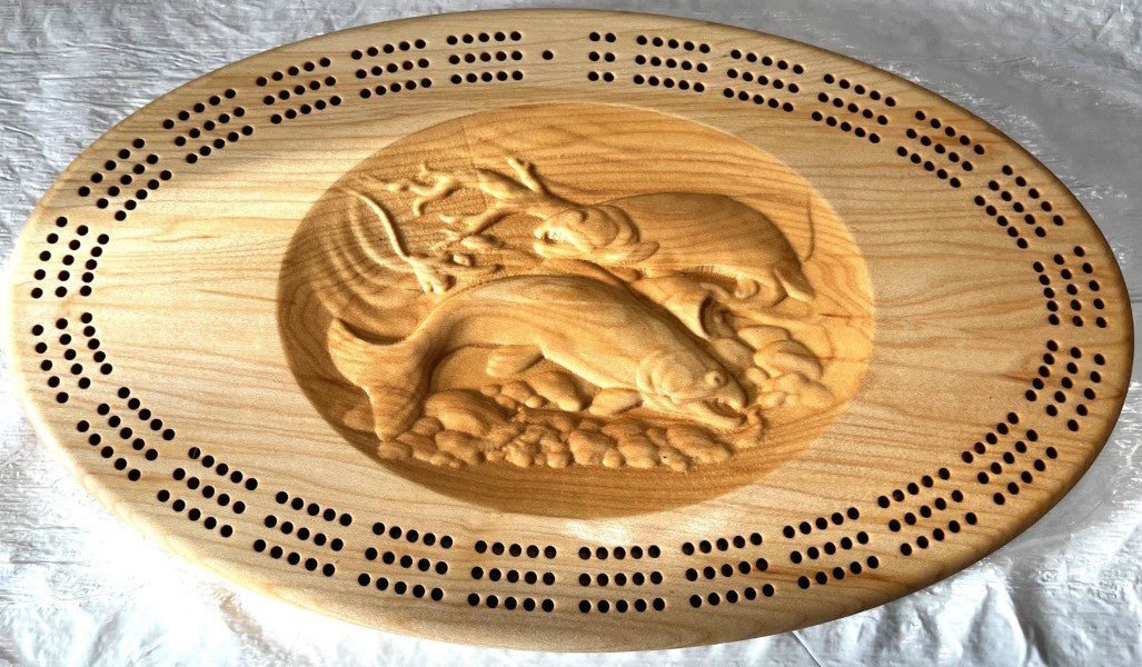 Carved Alaskan Cribbage Boards