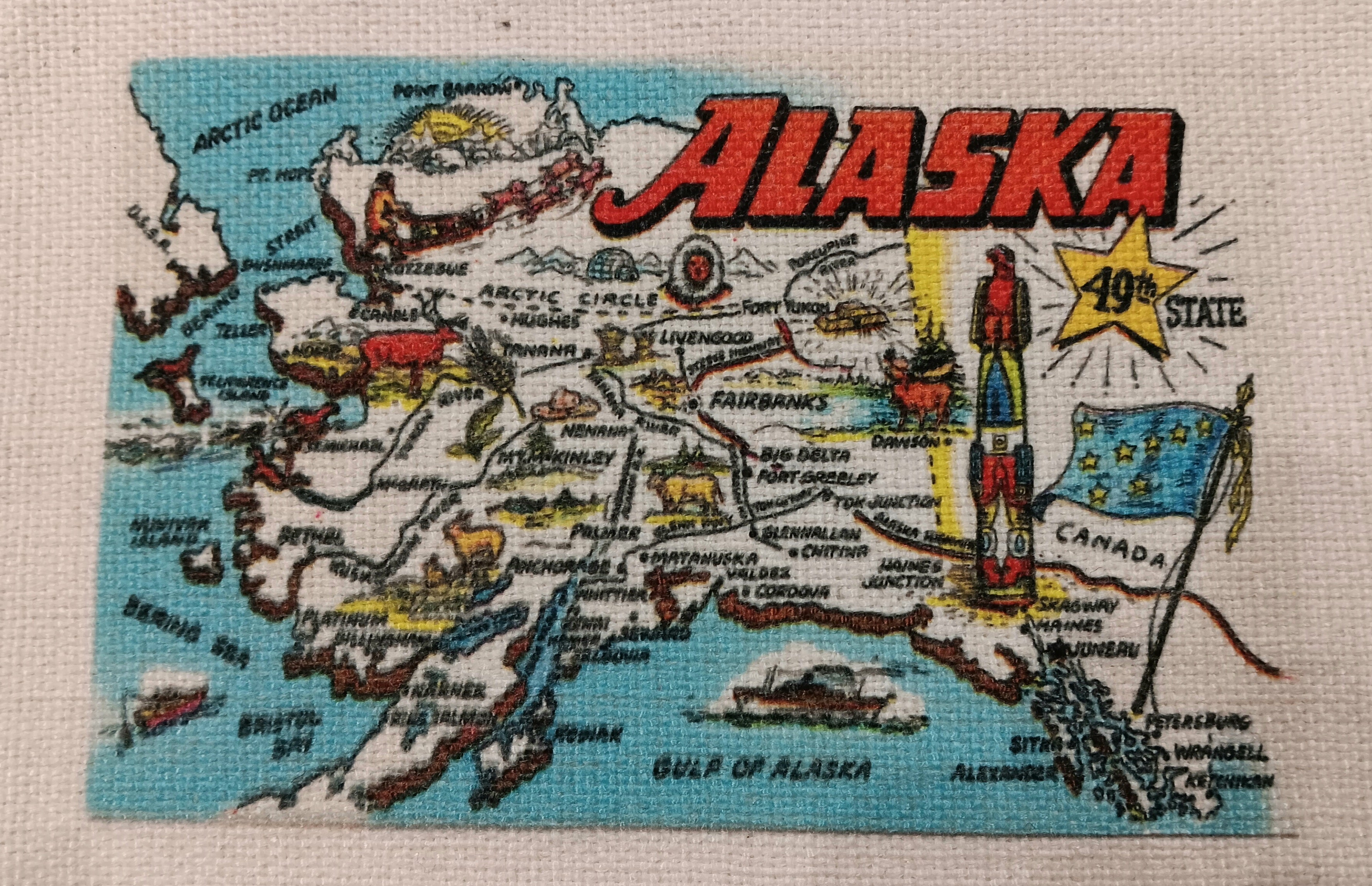 Vintage Alaska Postcard Wristlet Pouch