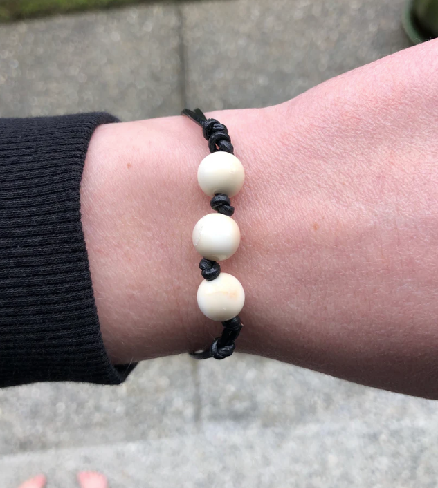 Wooly Mammoth + Leather Bracelet