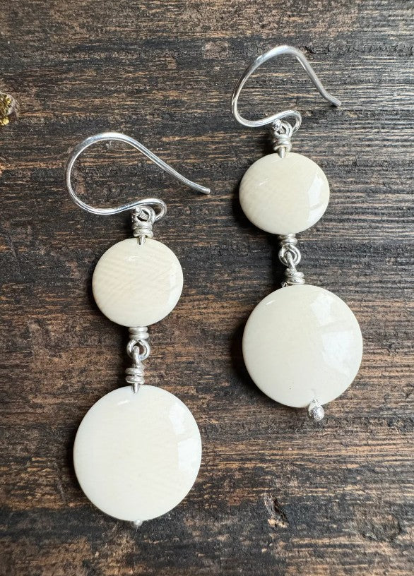 Mammoth Ivory Double Disc Earrings