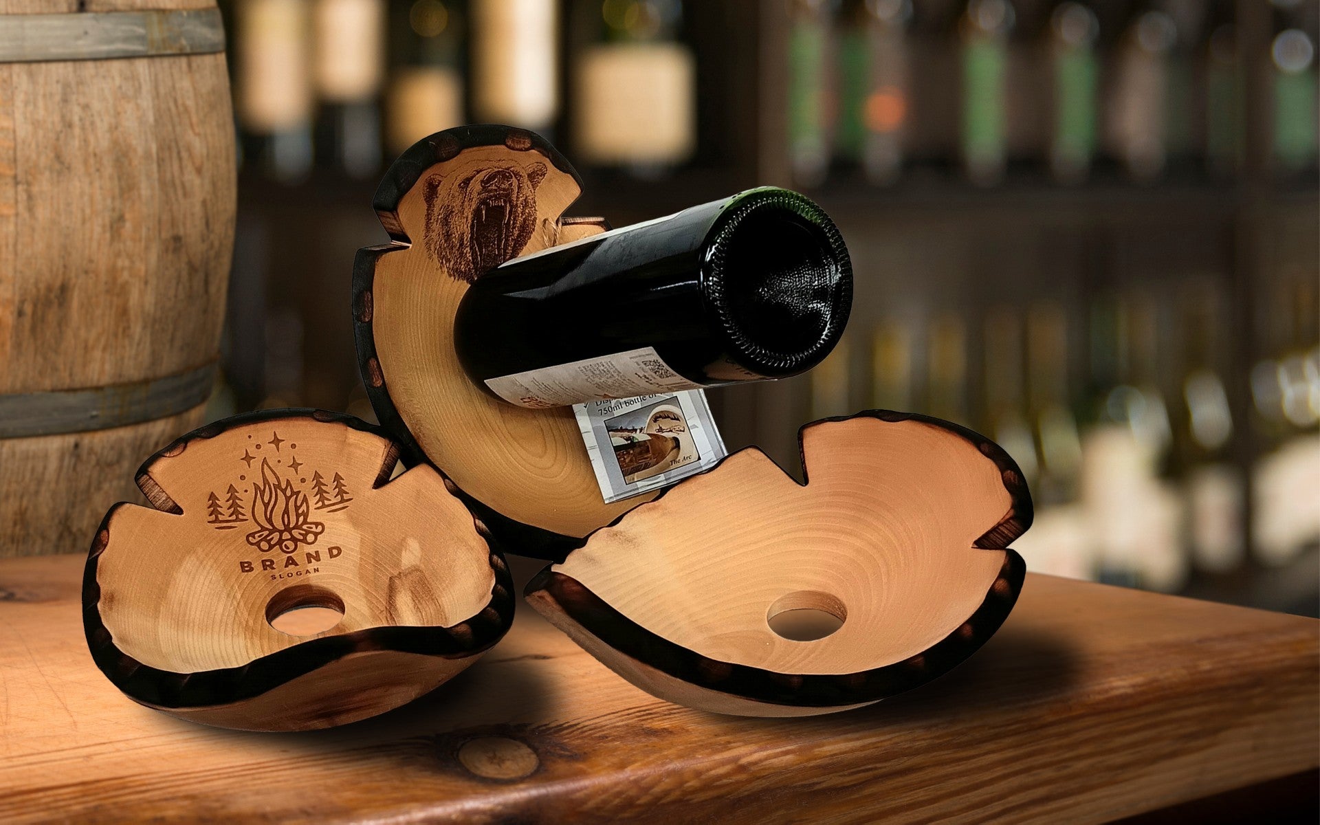 wood wine glass holder Hand-made Wine Bottle Holder