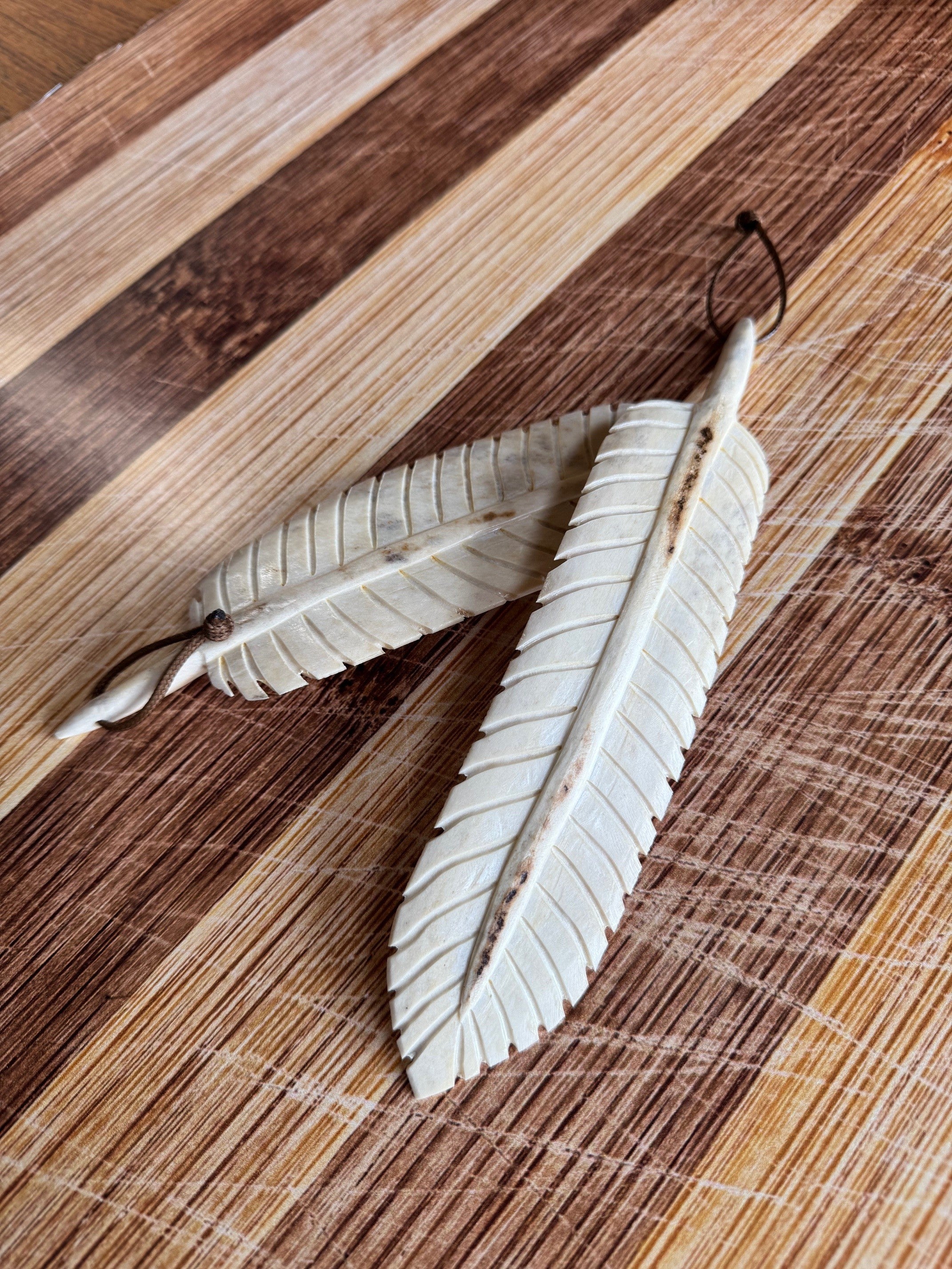 Carved Moose Antler Feather
