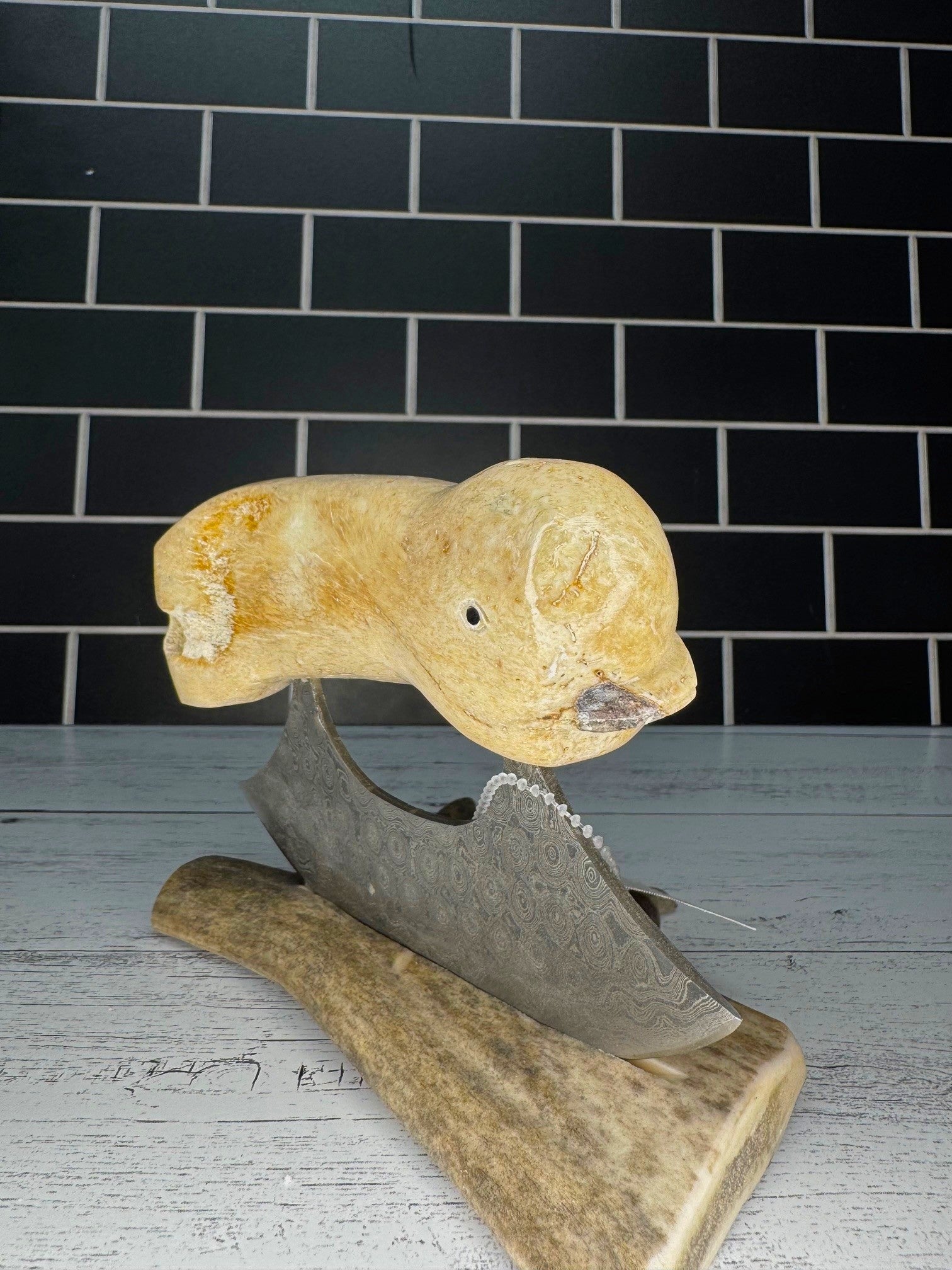 Carved Walrus Jawbone Ulu