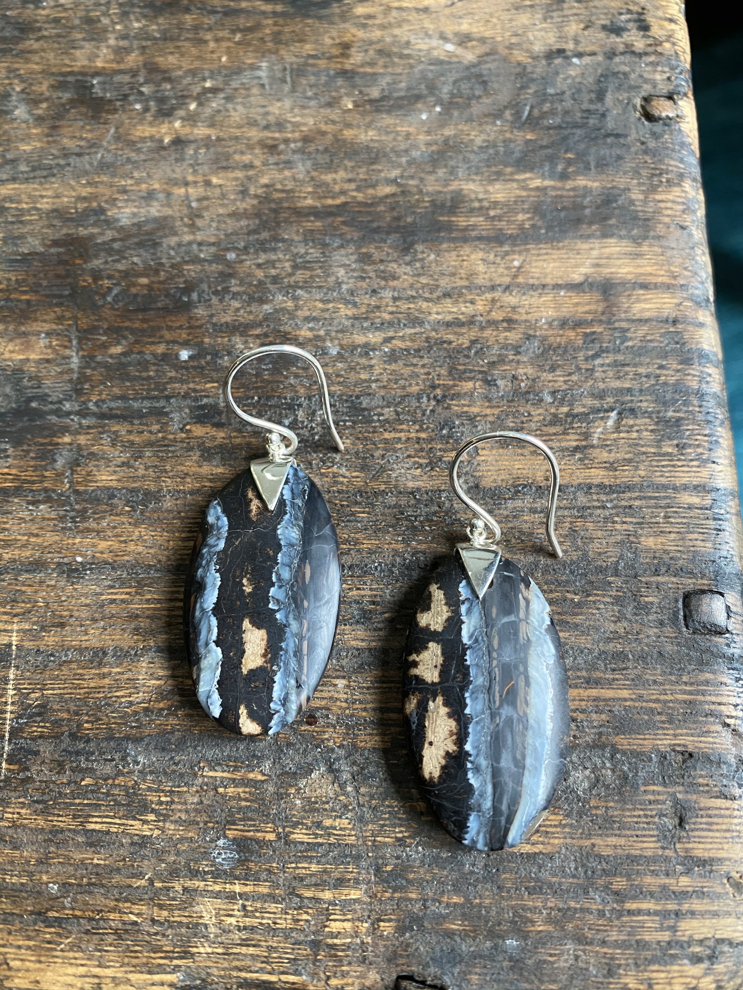 Mammoth Tooth Oval Spike Earrings