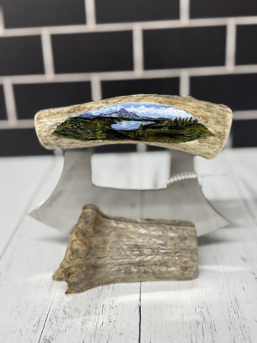 Hand Painted Antler Ulu