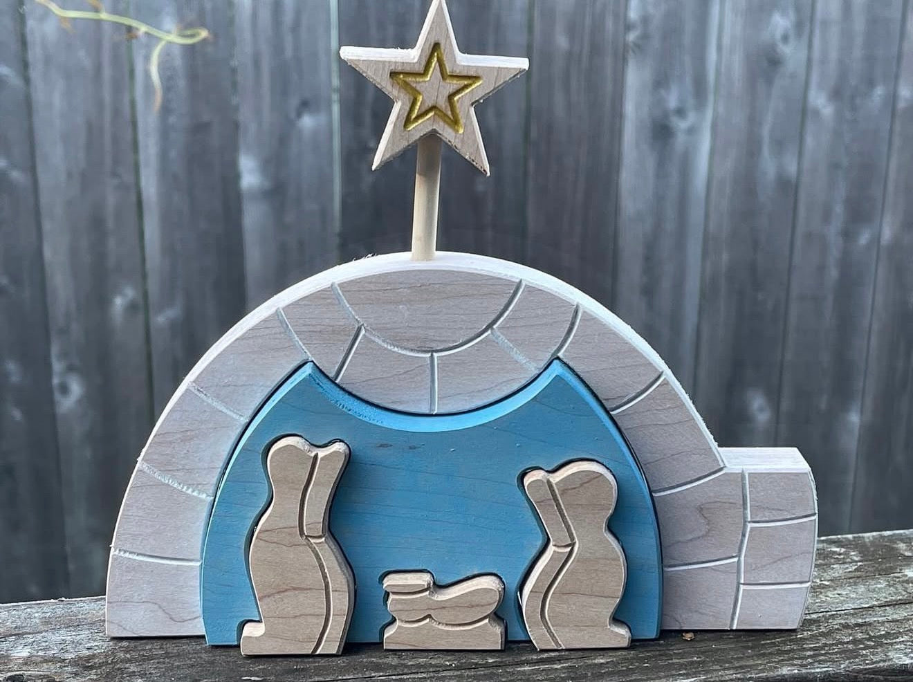 Wooden Igloo Nativity