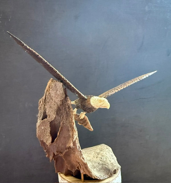 Eagle in Flight Mammoth Tusk Carving