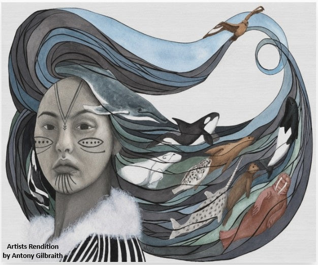Sedna Goddess carved in Caribou Antler
