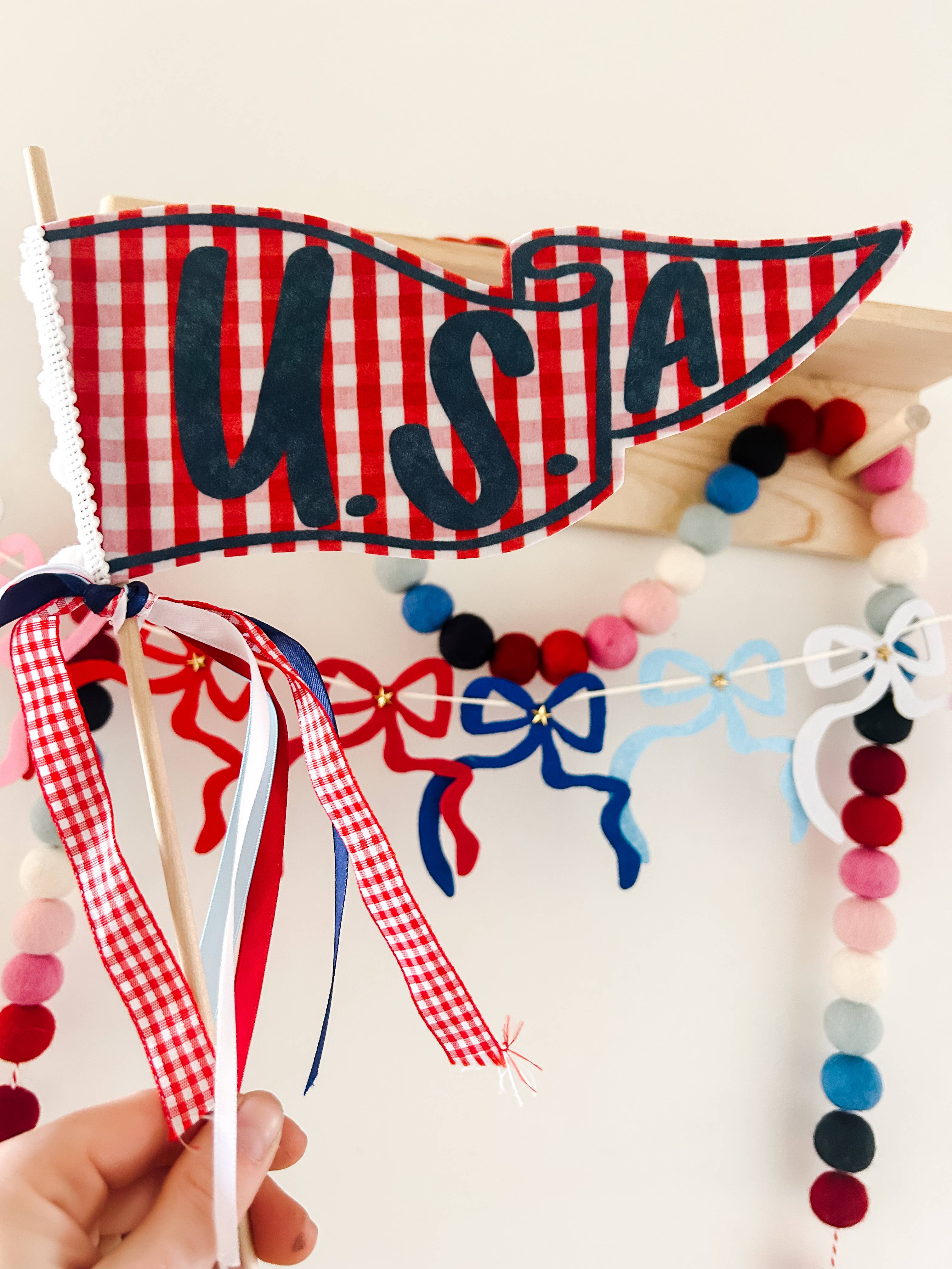 USA Gingham Pennant Flag