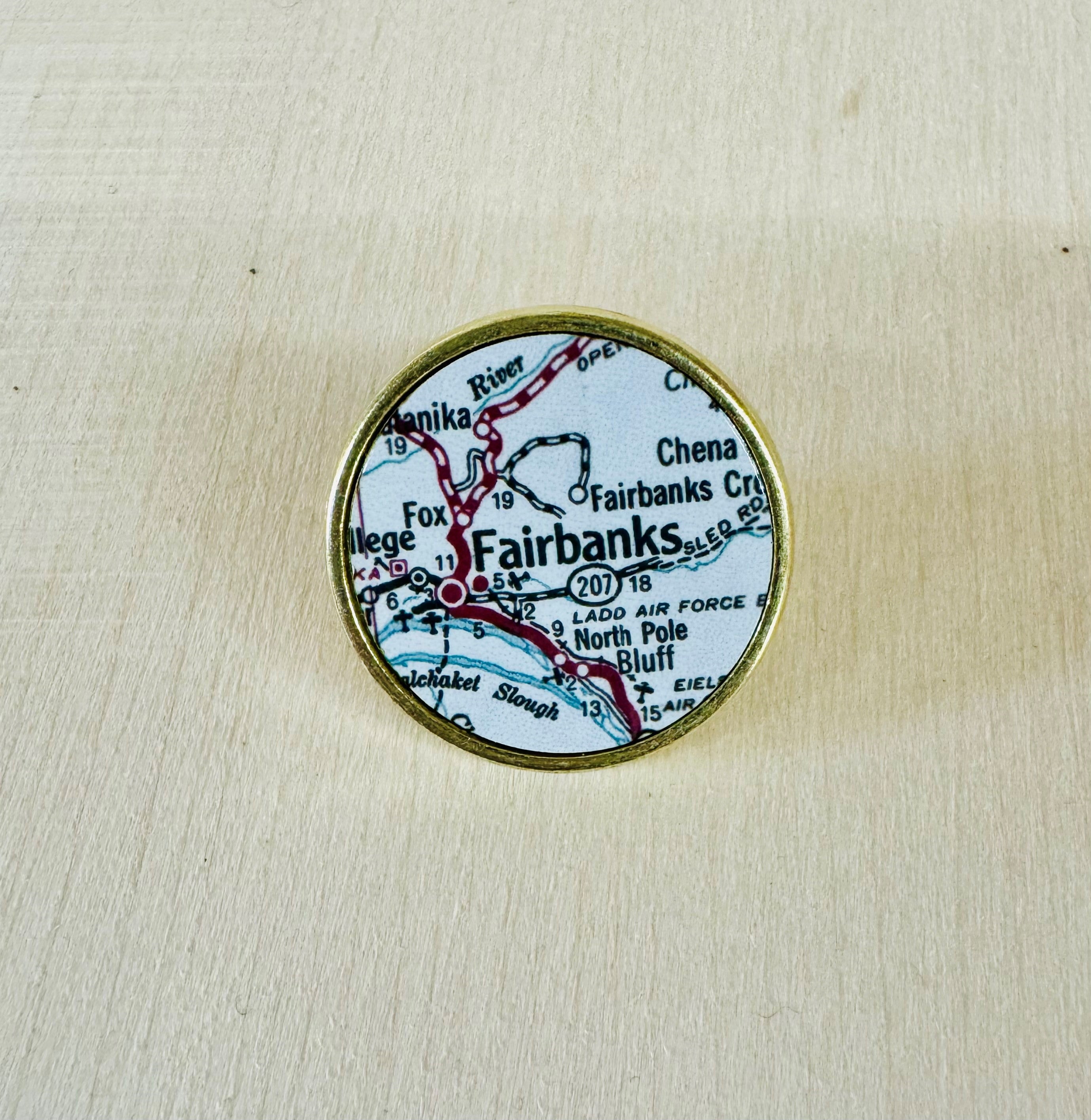 Fairbanks Alaska Map Lapel Pin