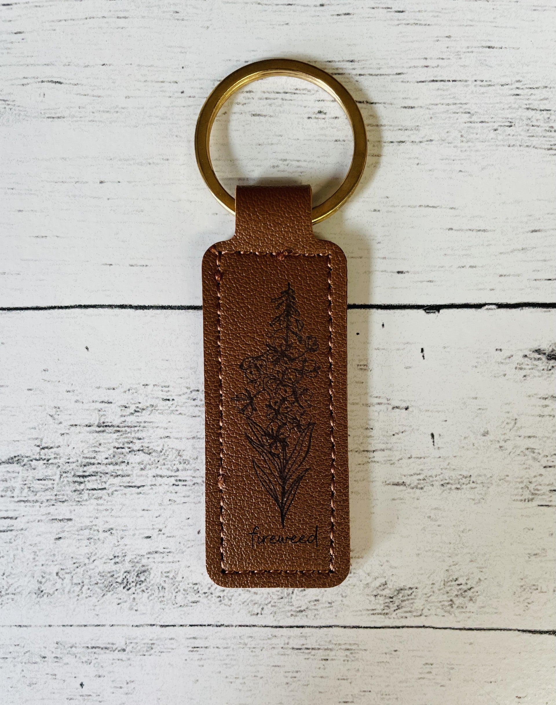 Fireweed Leather Keychain