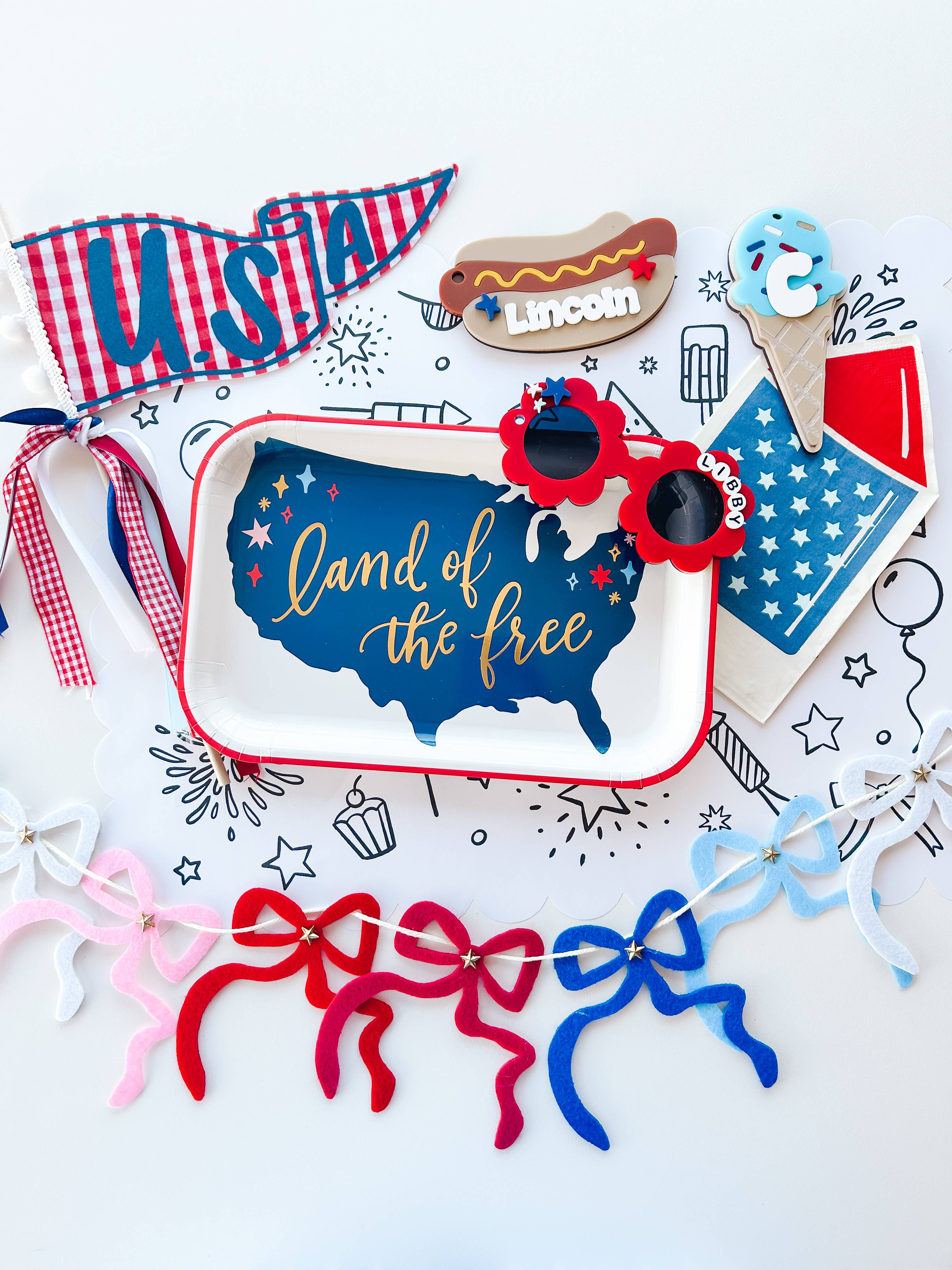 USA Gingham Pennant Flag