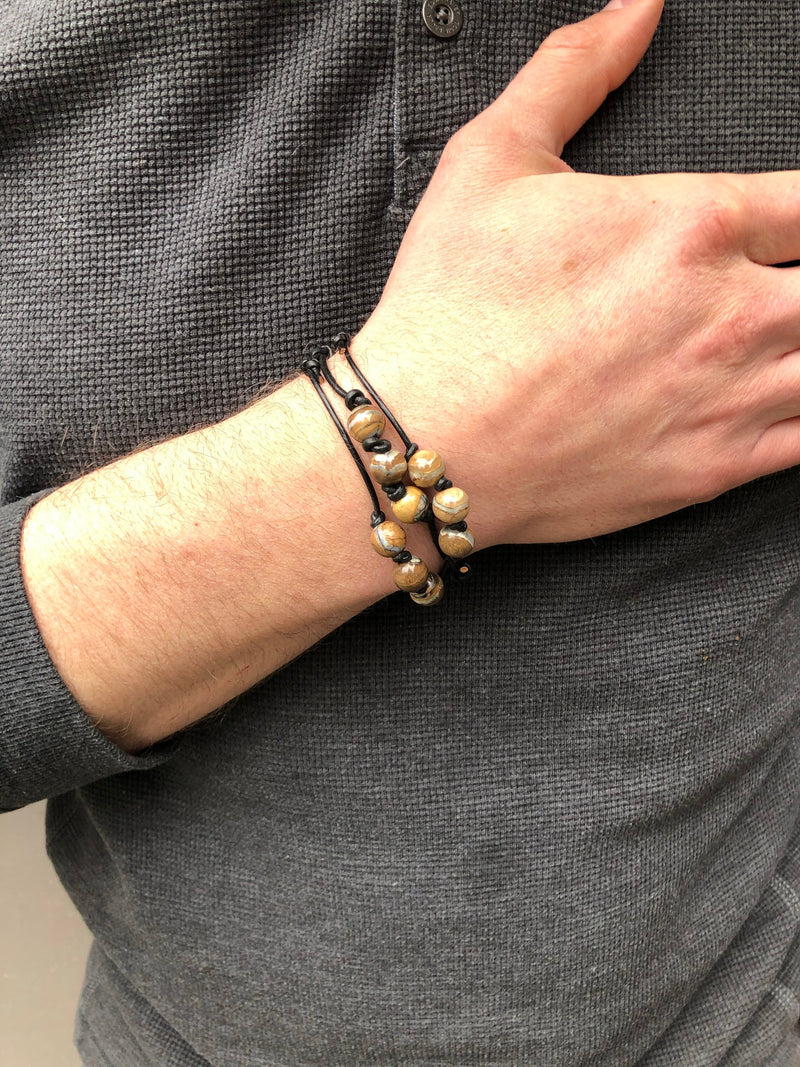 Mammoth Tooth & Leather Bracelet