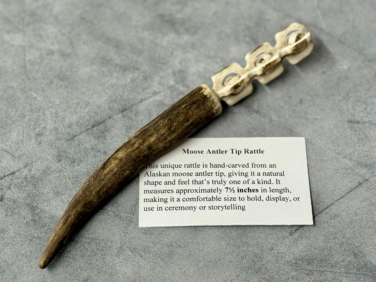 Hand Carved Moose Antler Rattle