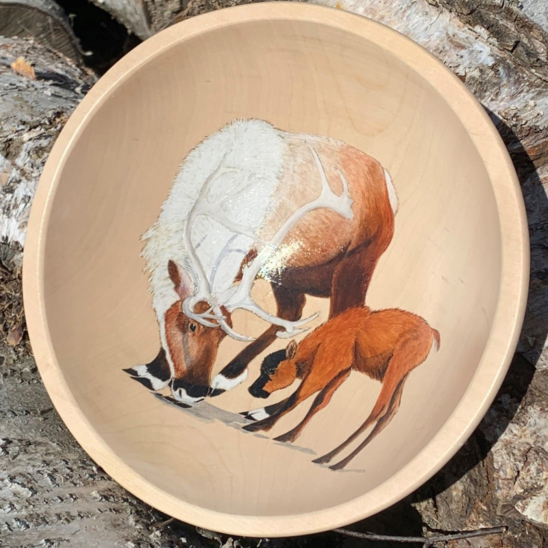 Caribou with Calf Art Bowl