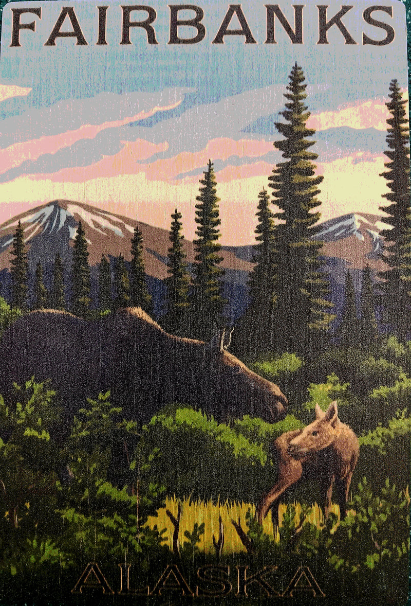 Fairbanks Alaska Wooden Postcard
