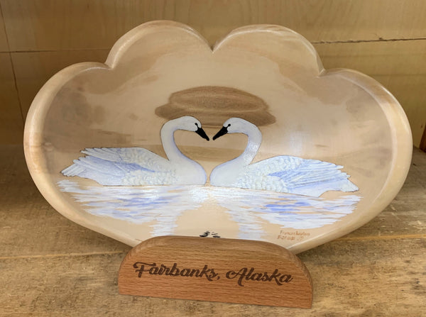 Swan Love Art Bowl (9" Double-Heart)