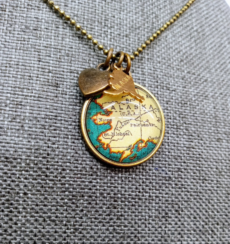 Alaska Map Charm Necklace