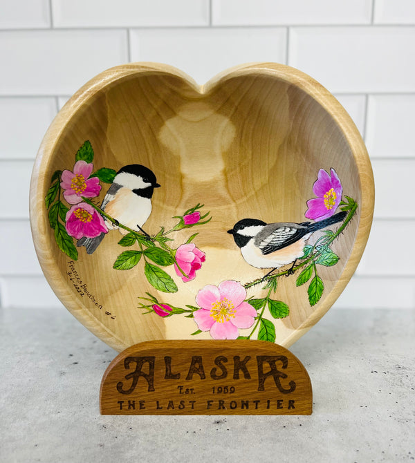 Chickadee Art Heart Bowl
