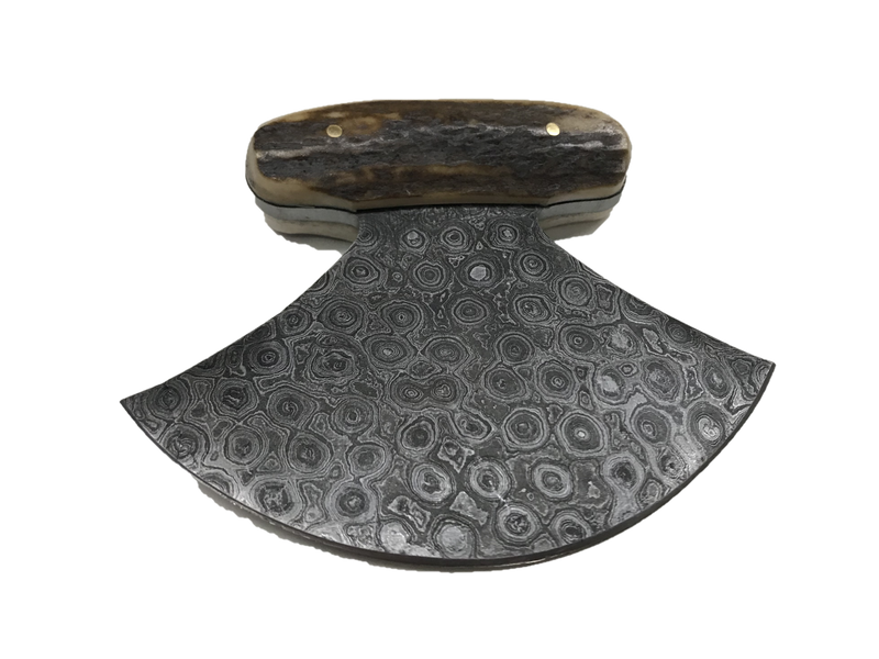 Mini Damascus Steel Antler Ulu