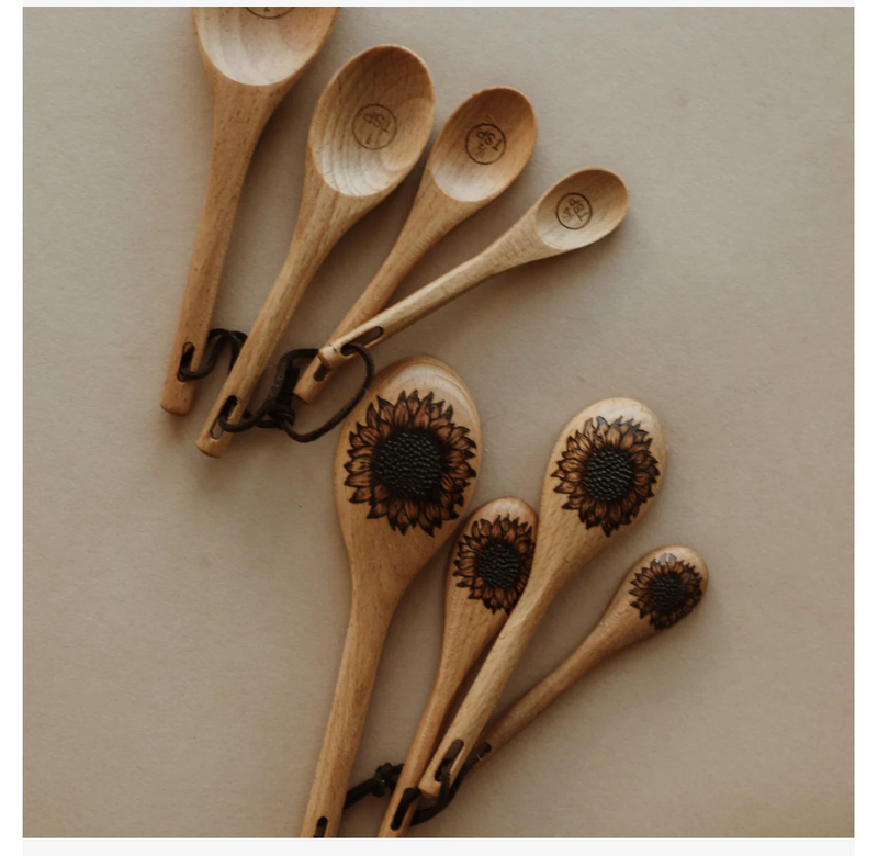 Hand Carved Wood Measuring Spoon Set